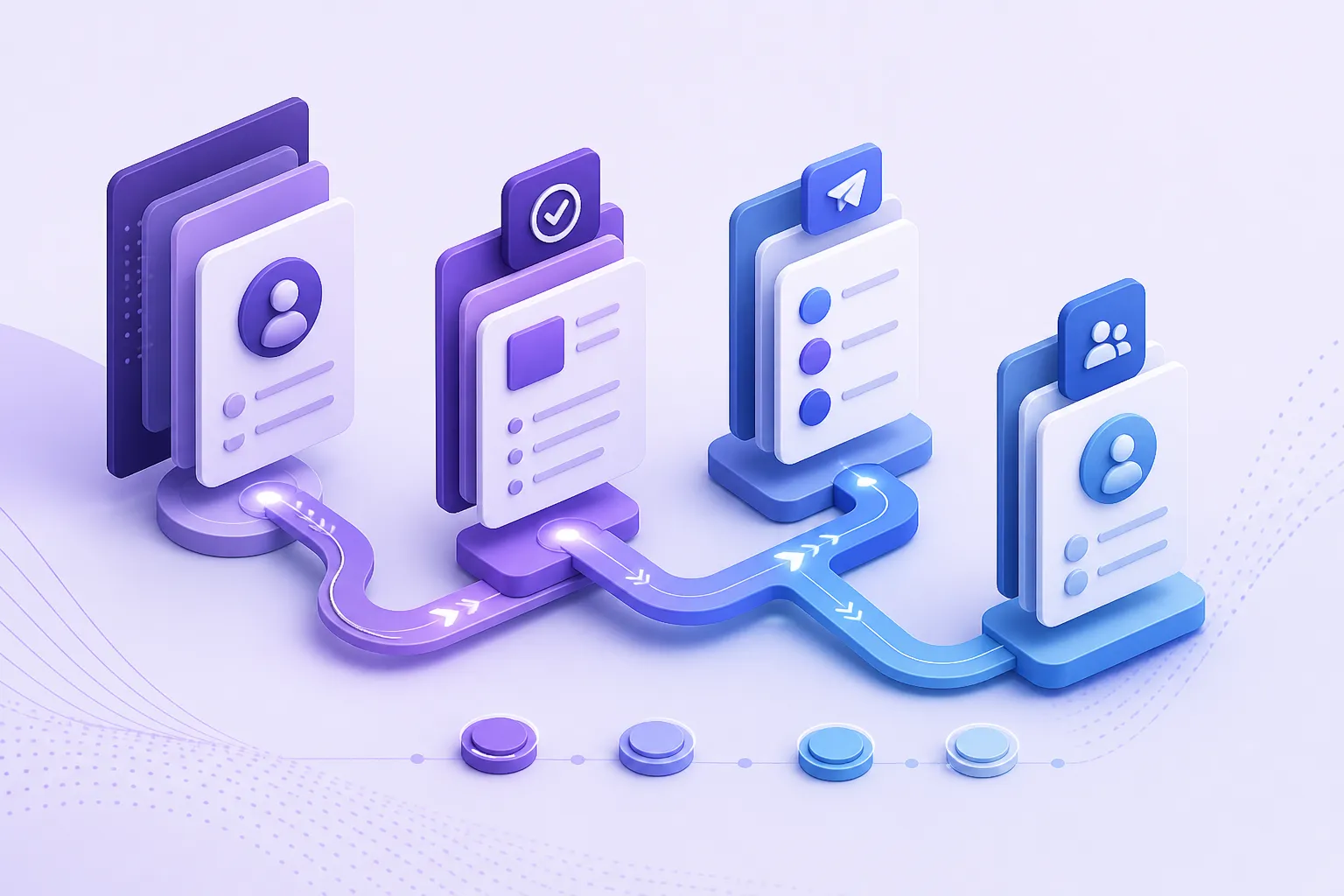 Connected customer records moving from accepted proposal through onboarding and into delivery