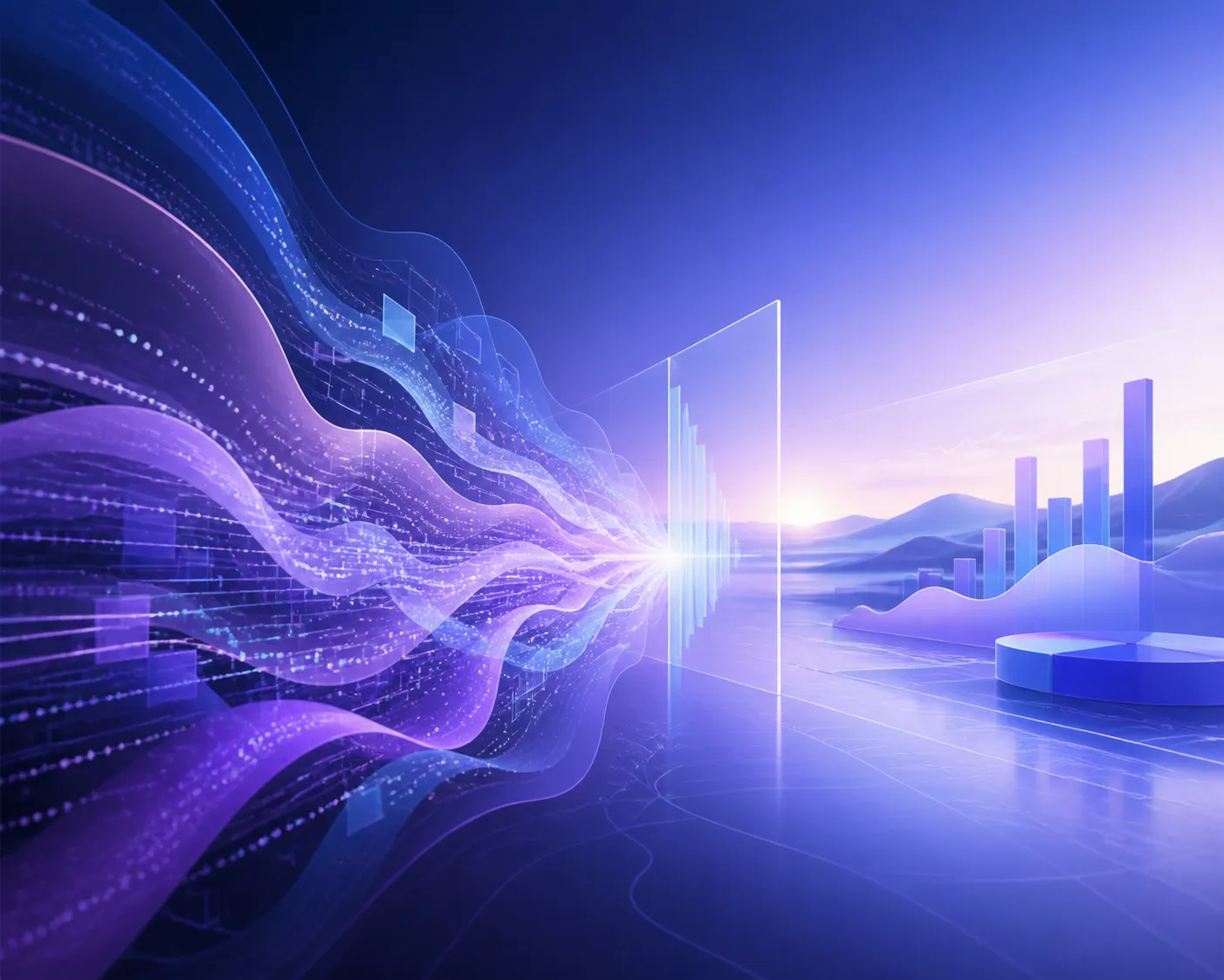 Layered abstract data streams resolving into a clear view